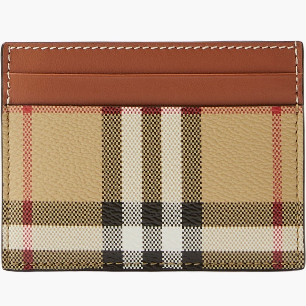 Burberry Sandon Check Canvas & Leather Card Case